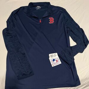 NWT official MLB Boston Red Sox athletic polyester zip-up long sleeve polo